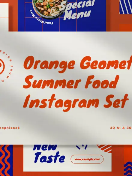 Orange Geometric Summer Food Instagram Pack Graphics - Image 4