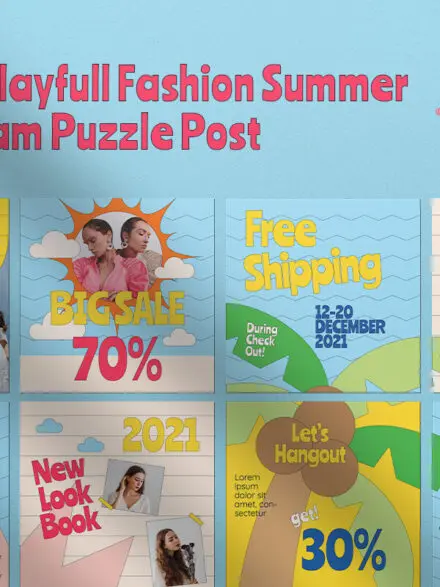 Peach Playful Fashion Summer Instagram Puzzle Graphics - Image 3