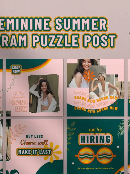 Pink Feminine Summer Instagram Puzzle Graphics - Image 2