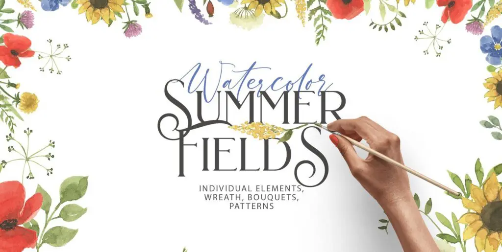 Watercolour Summer Flowers Fields Graphics - Image 2