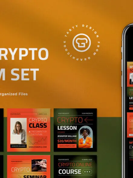 Orange Modern Crypto Instagram Pack Graphics - Image 7
