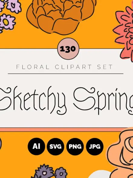 Sketchy Spring Floral Vector Clipart Graphics - Image 5
