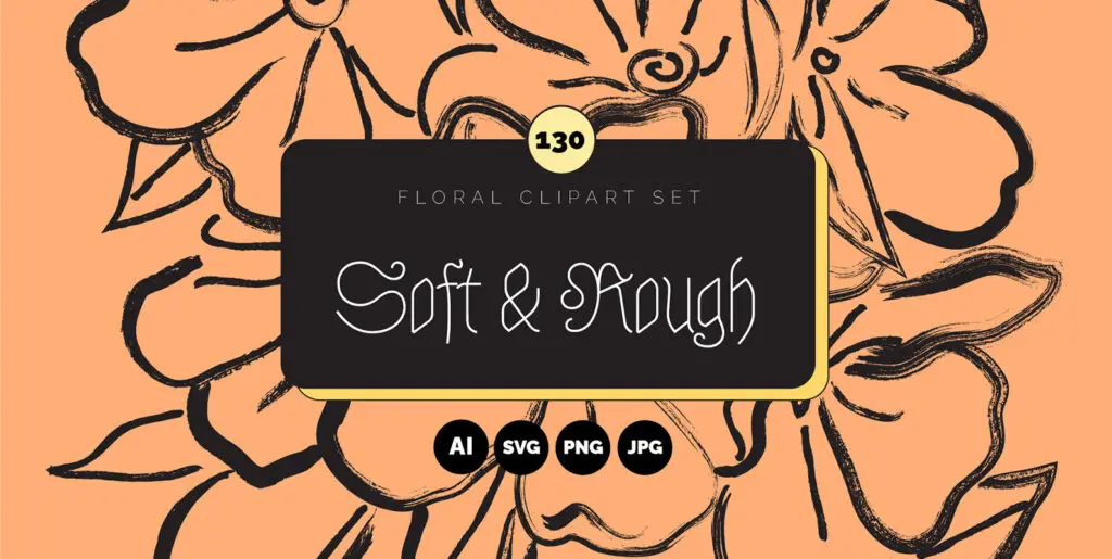 Brushed Spring Floral Vector Clipart Graphics - Image 2
