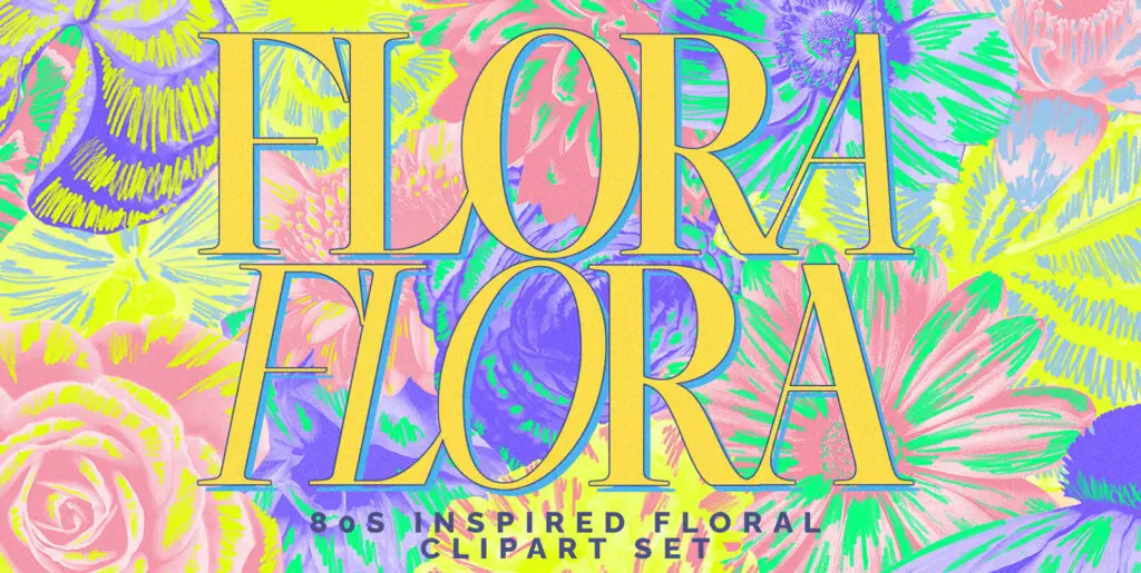 80s Maximalist Floral Clipart Graphics - Image 1