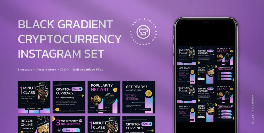 Black Gradient Crypto Instagram Pack Graphics - Image 2