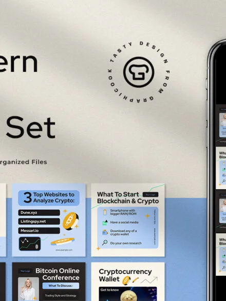 Blue Modern Crypto Instagram Pack Graphics - Image 1