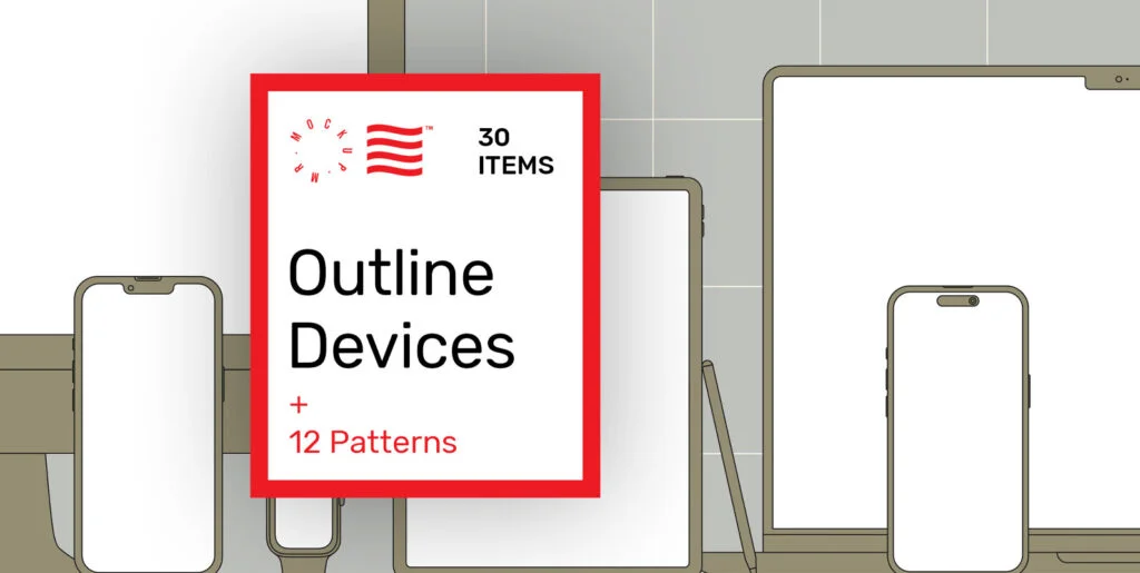 Outline Device Mockups + 12 Patterns Graphics - Image 2