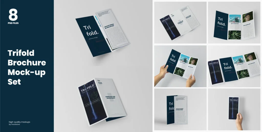 Trifold Brochure Mock-up Set Graphics - Image 1