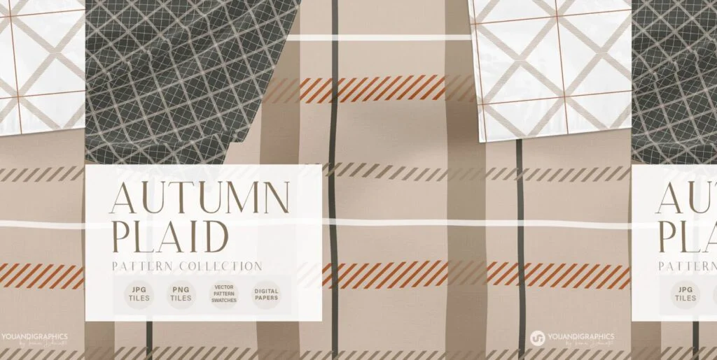 Autumn Plaid Seamless Patterns Graphics - Image 2