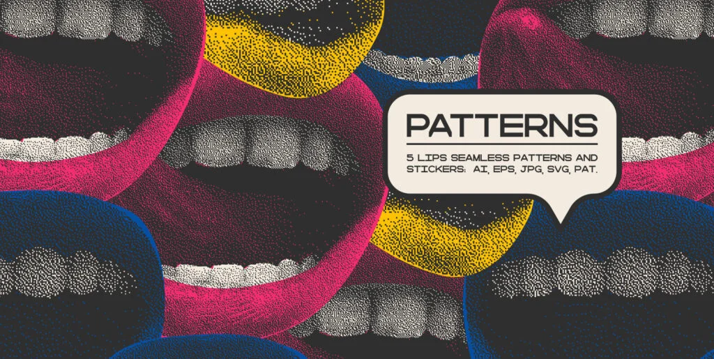 Lips Seamless Patterns and Stickers Graphics - Image 2