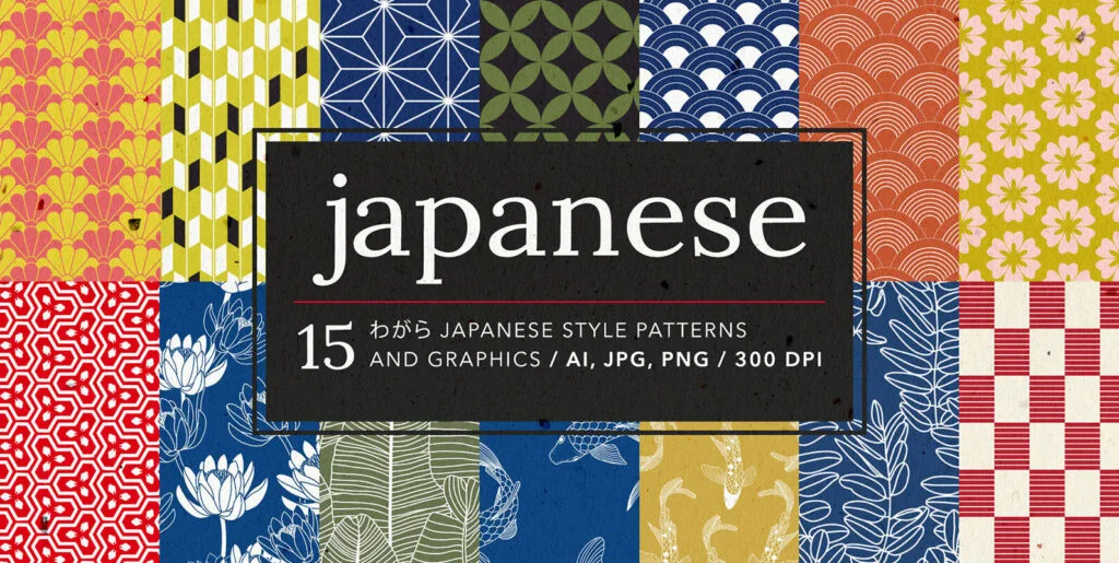 Japanese Patterns and Elements Set Graphics - Image 2