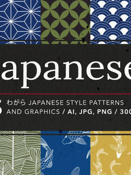 Japanese Patterns and Elements Set Graphics - Image 2