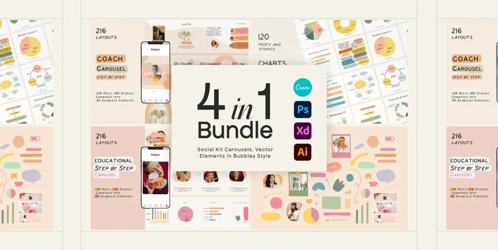 4 in 1 Bundle Social Kit Graphics - Image 1