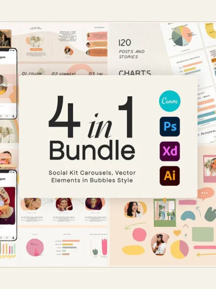 4 in 1 Bundle Social Kit Graphics - Image 1