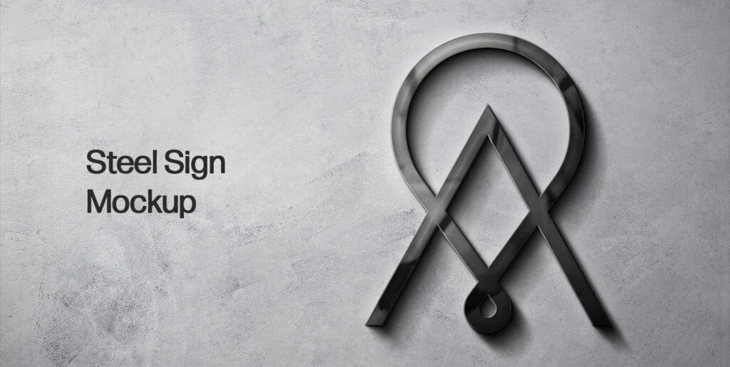 Metal Steel Sign Mockup Graphics - Image 2