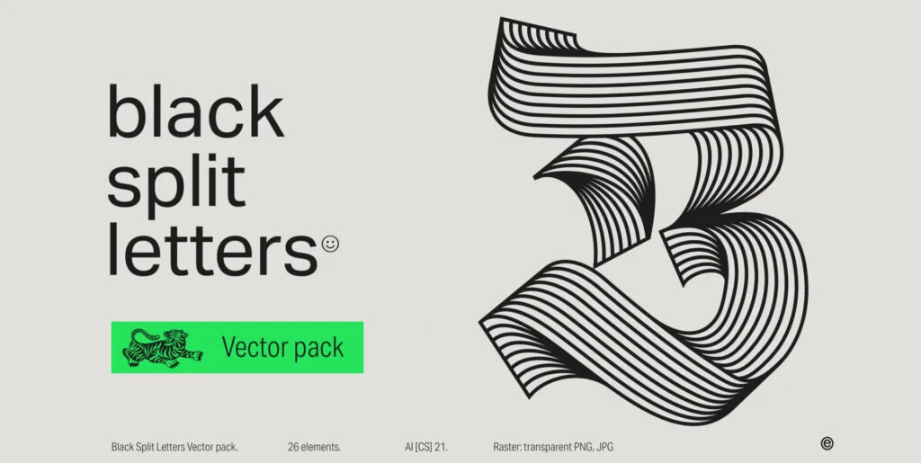 Black Split Letters Graphics - Image 2