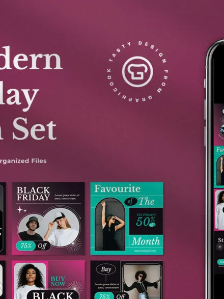 Black Modern Black Friday Instagram Pack Graphics - Image 5