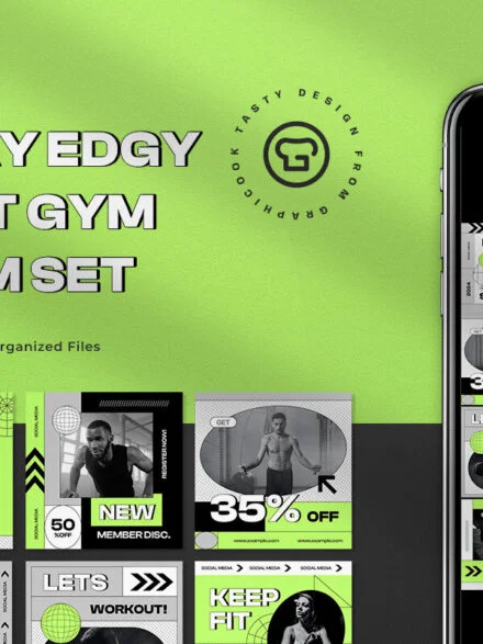 Green and Gray Edgy Hypebeast Gym Instagram Pack Graphics - Image 4
