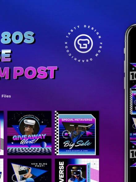 Purple Blue Gradient 80s Metaverse Instagram Pack Graphics - Image 11