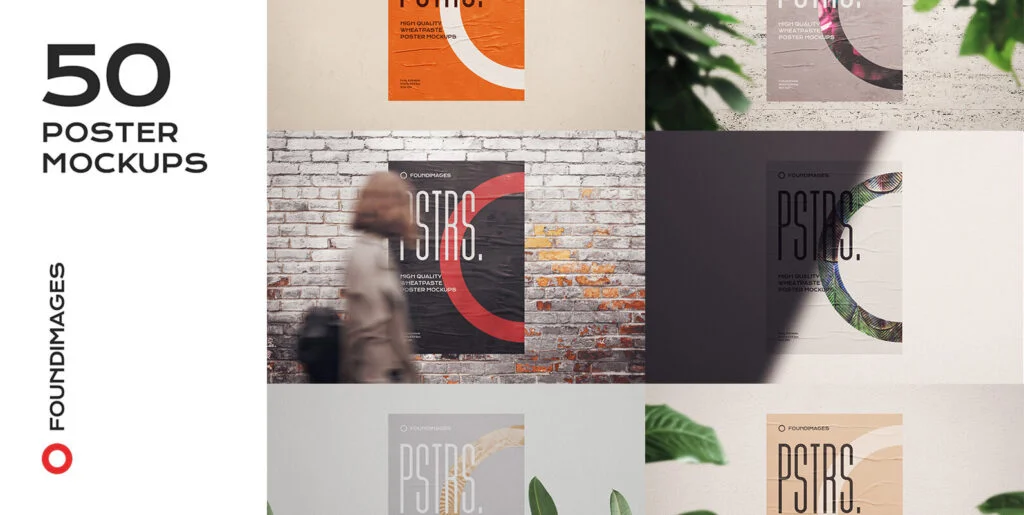 50 Poster Mockup Bundle Glued Paper Graphics - Image 1