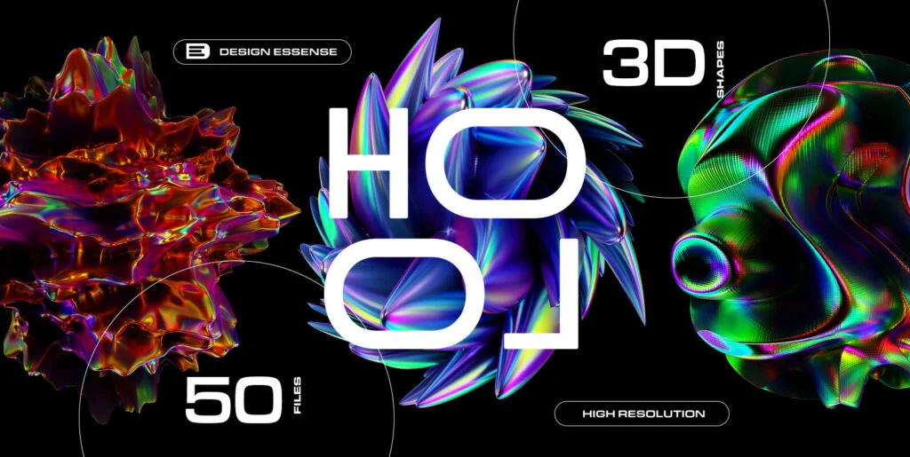 Holographic 3D Abstract Shapes Graphics - Image 2