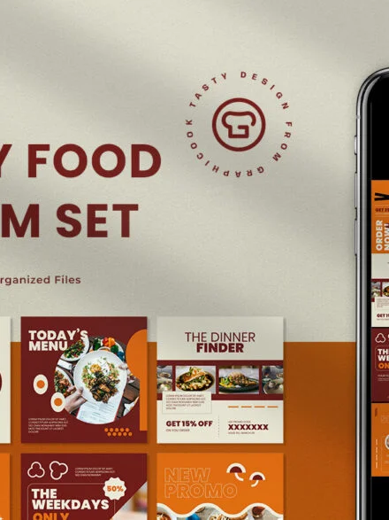 Orange Geometry Food Instagram Pack Graphics - Image 12