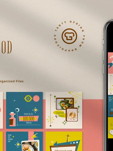 Peach Mid Century Food Instagram Pack Graphics - Image 11