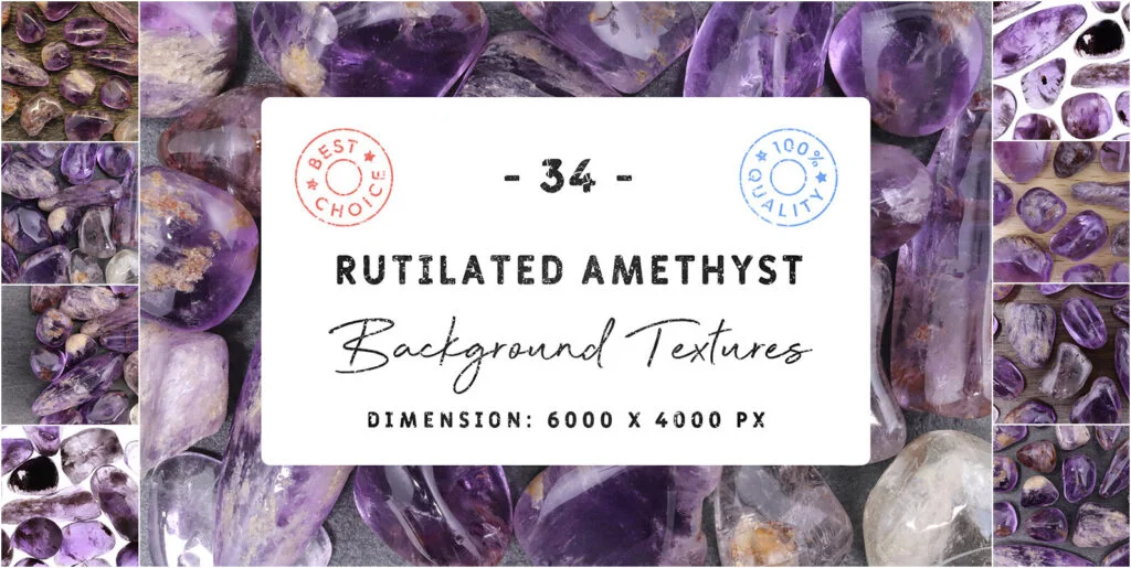 34 Rutilated Amethyst Background Textures Graphics - Image 1