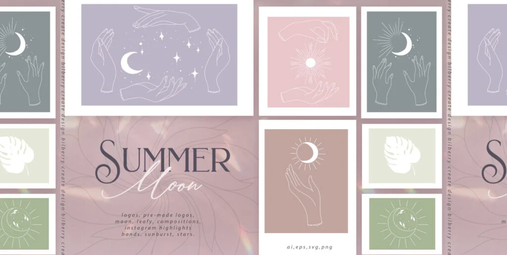 Summer Moon Art Set Graphics - Image 2