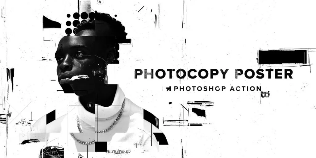 Photocopy Glitch Poster Photoshop Action Graphics - Image 1