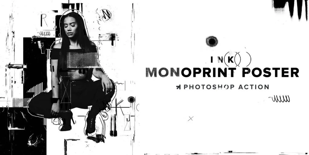Ink Monoprint Poster Photoshop Action Graphics - Image 1