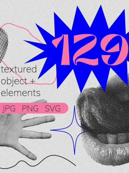 129 Vector Halftone Bitmap Shapes Graphics - Image 12