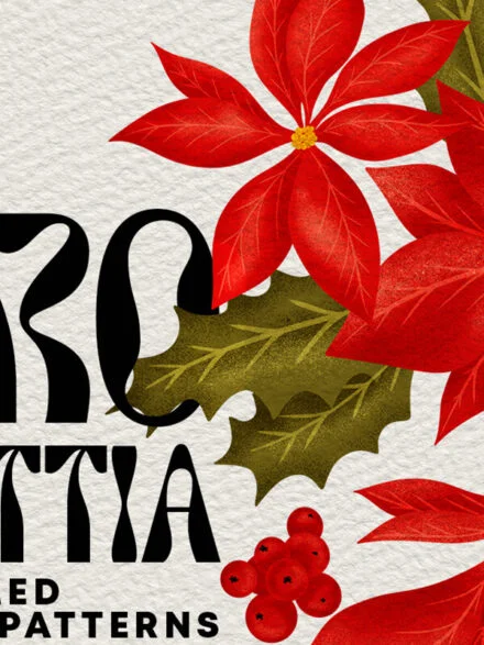 Retro Christmas Floral Set Graphics - Image 10