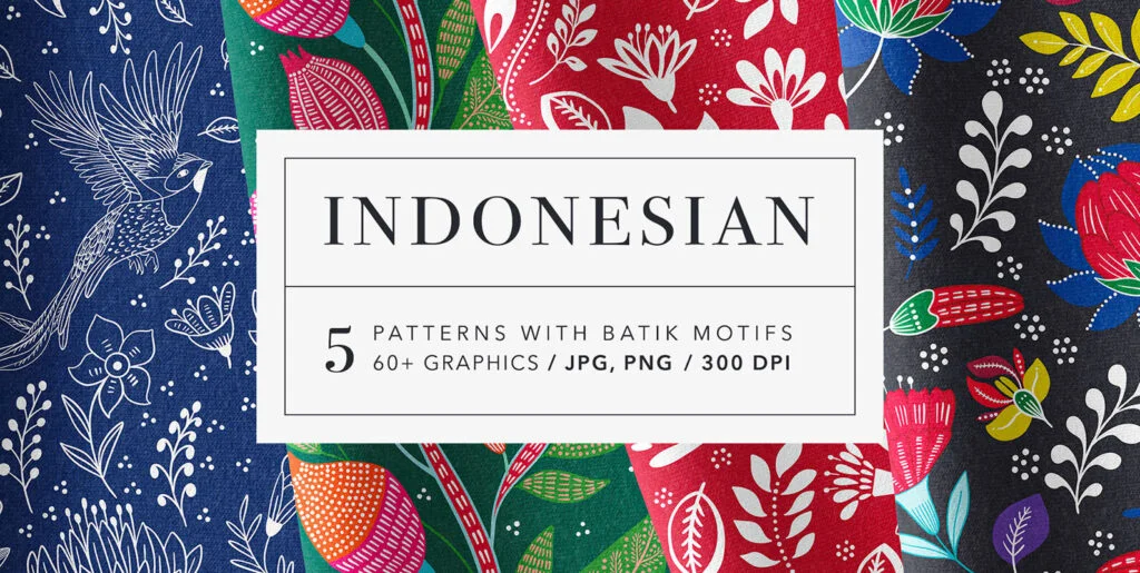 Indonesian Floral Batik Patterns Set Graphics - Image 1