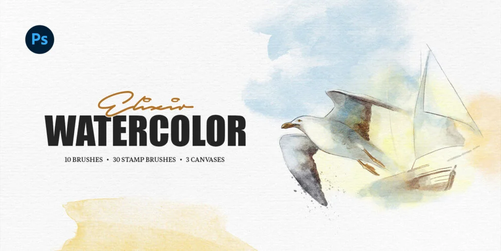 Elixir Watercolor Photoshop Brushes Graphics - Image 1