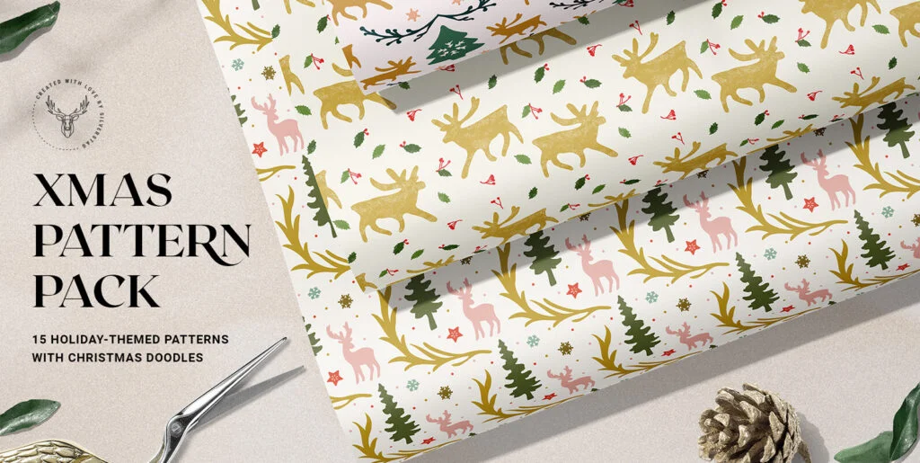 Hand-Drawn Christmas Pattern Pack Graphics - Image 2
