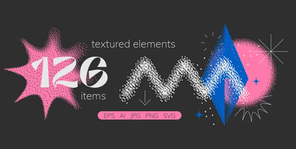 126 Vector Dither Textured Clip Art Shapes Graphics - Image 2