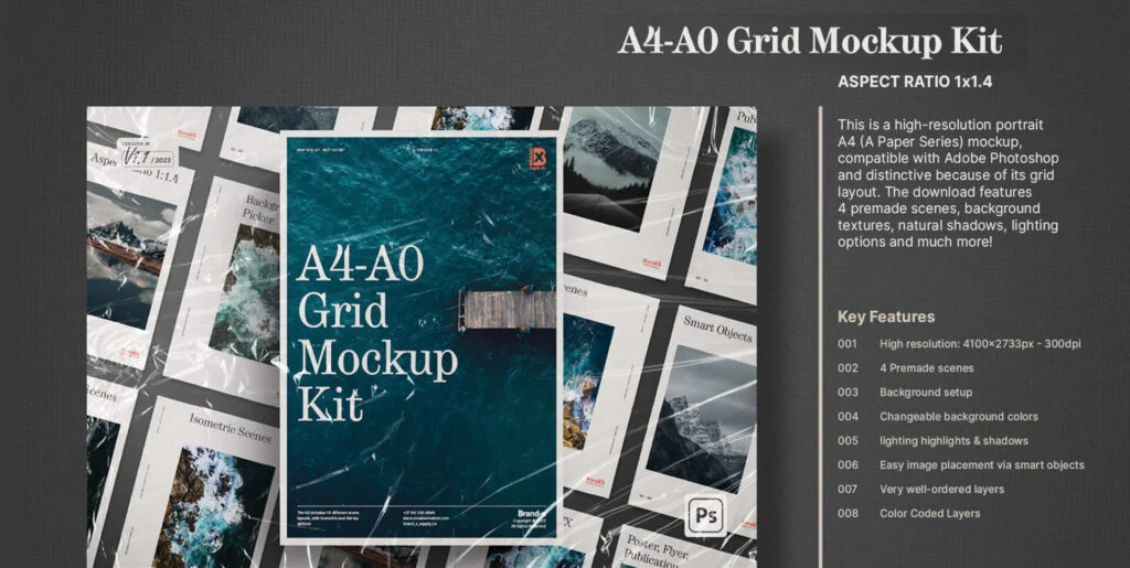 Agenzia A4-A0 Paper Grid Mockup Kit Graphics - Image 2
