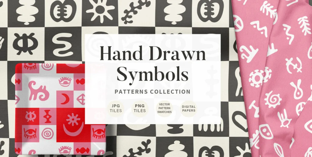 Hand Drawn Symbols Seamless Patterns Graphics - Image 2