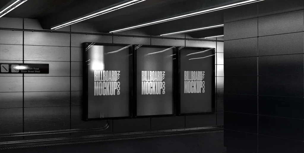 Subway Triple Billboard Mockup – No. 006 Graphics - Image 1