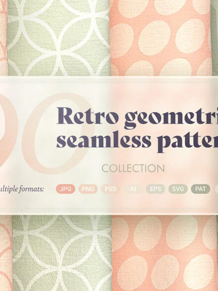 Retro Geometric Seamless Patterns Collection Graphics - Image 3
