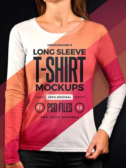 Women Long Sleeve T-Shirt Mockups Graphics - Image 1