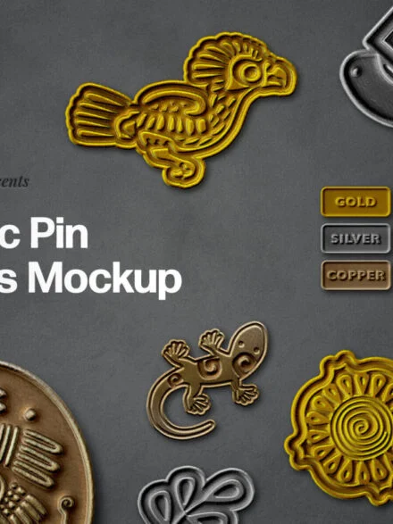Metallic Pin Badges Mockup Graphics - Image 12