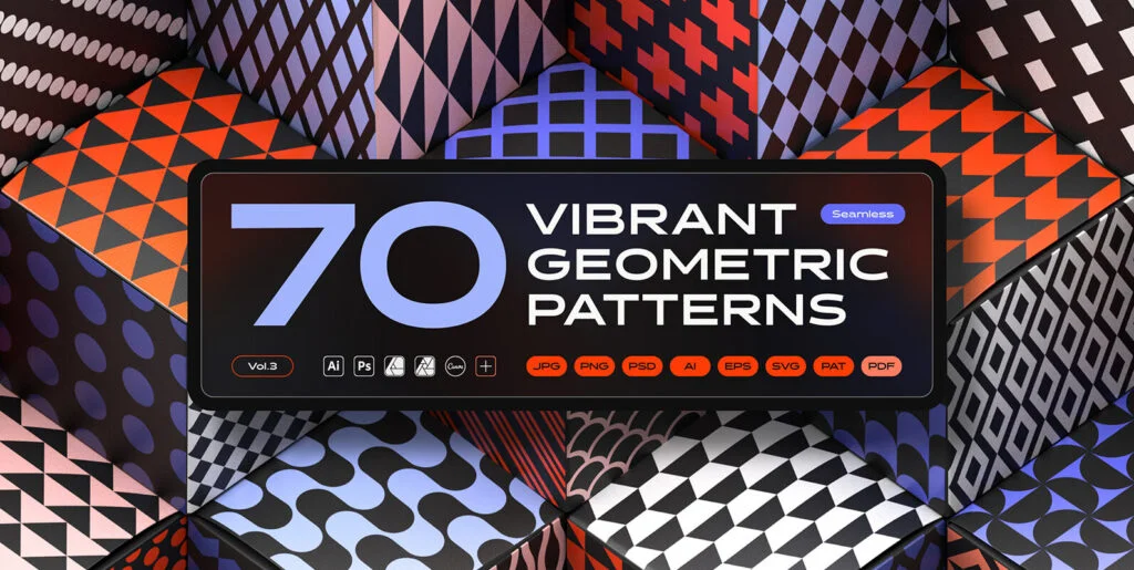 Vibrant Geometric Seamless Patterns Collection Graphics - Image 2