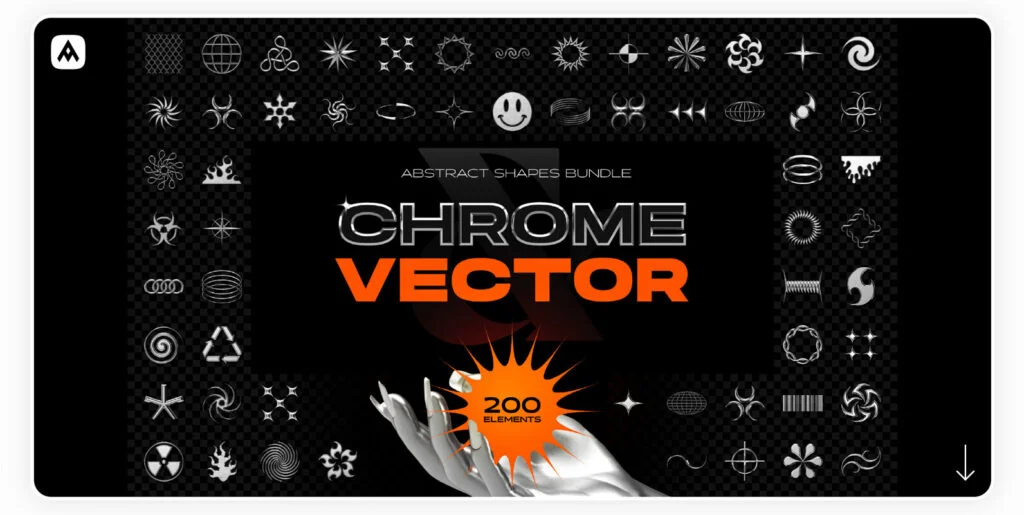 Chrome & Vector Abstract Shapes Bundle Graphics - Image 2