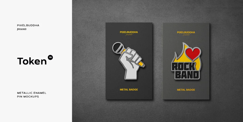 Metallic Enamel Pin Mockups Graphics - Image 1