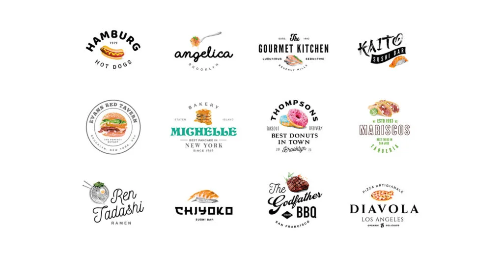 12 Food Industry Logos Hand Painted Graphics - Image 2