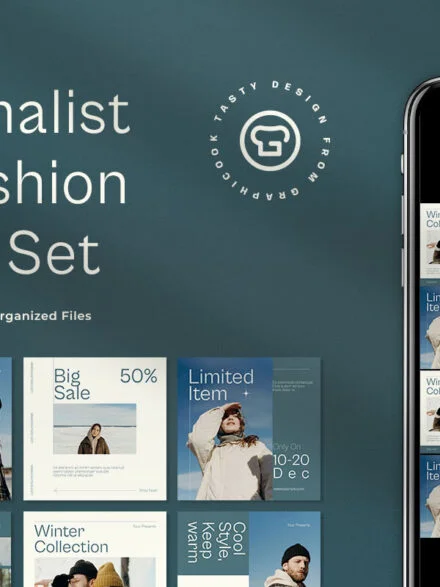 Blue Minimalist Winter Fashion Instagram Pack Graphics - Image 6