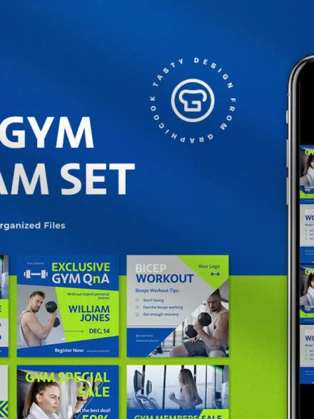 Blue Modern Gym Instagram Pack Graphics - Image 7