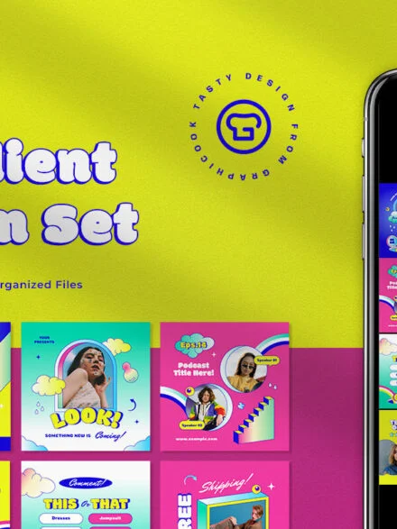 Colorful 90s Engagement Instagram Pack Graphics - Image 4